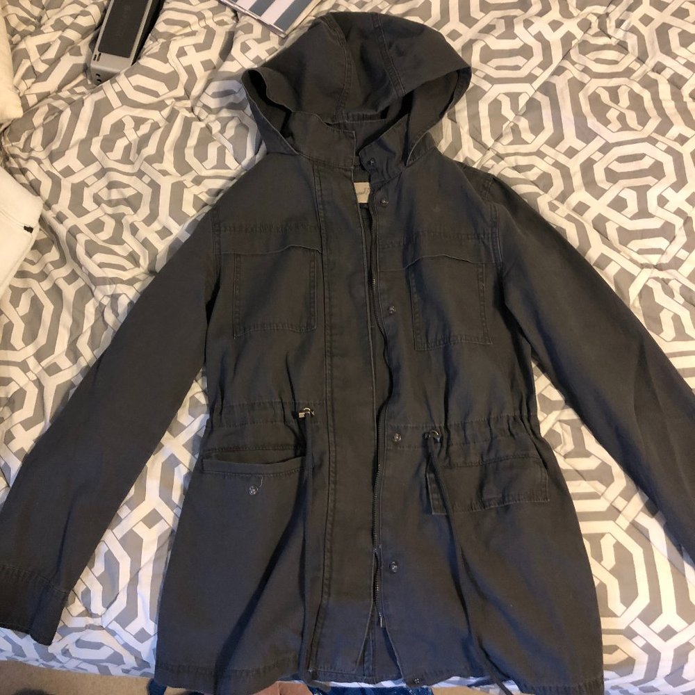 Long zip up and button up jacket